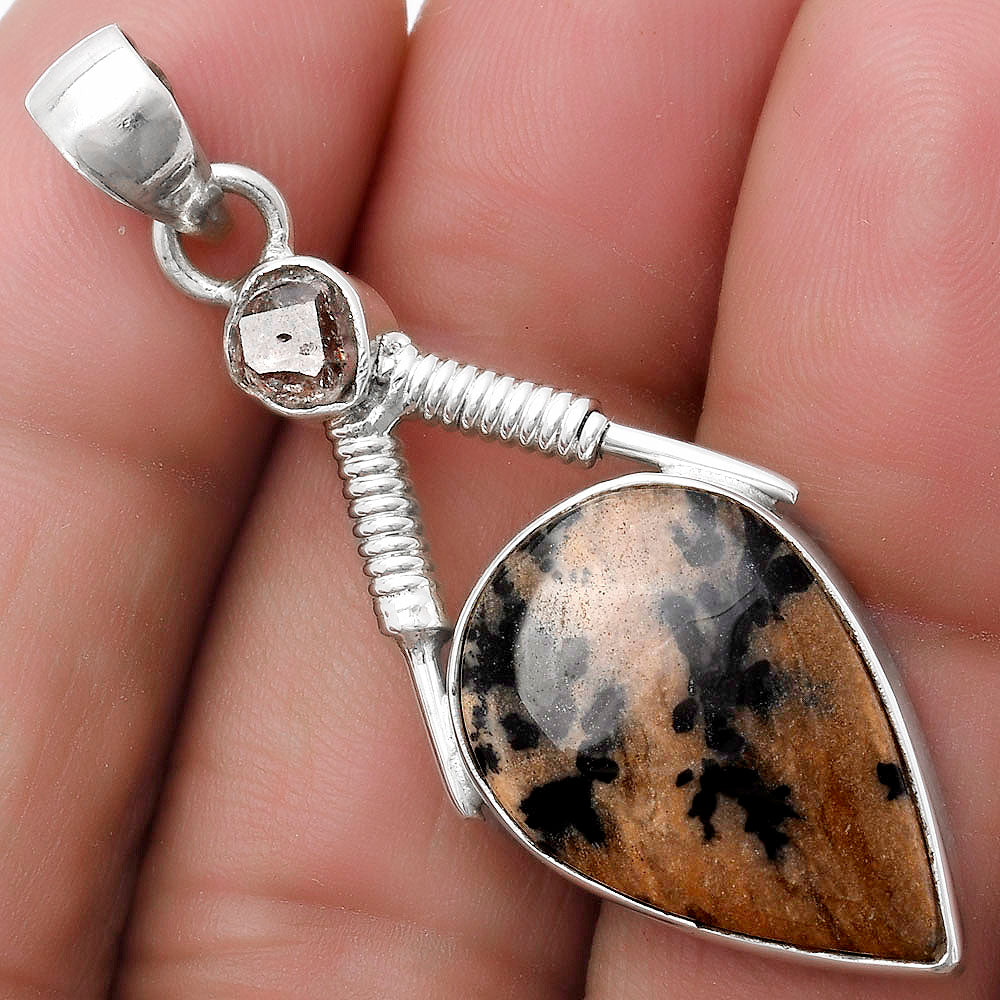 Russian Honey Dendrite Opal & Herkimer Diamond Pendant P-1600 SDP119573