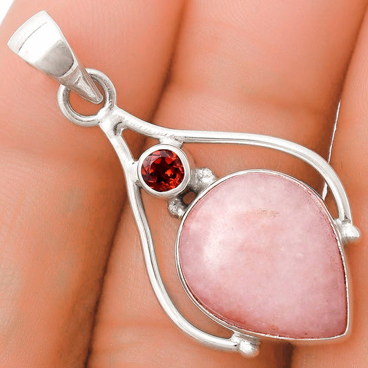 Natural Pink Scolecite & Garnet Pendant P-1575 SDP119633