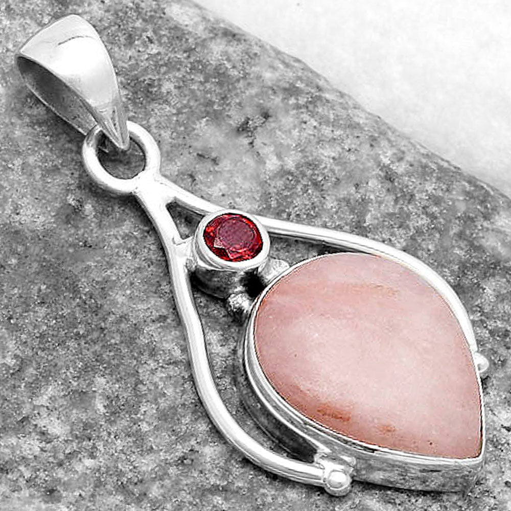 Natural Pink Scolecite & Garnet Pendant P-1575 SDP119633