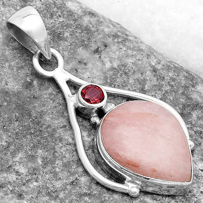 Natural Pink Scolecite & Garnet Pendant P-1575 SDP119633