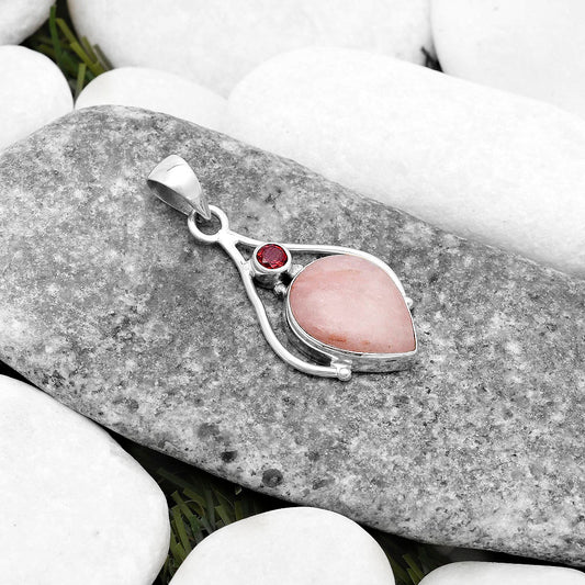 Natural Pink Scolecite & Garnet Pendant P-1575 SDP119633