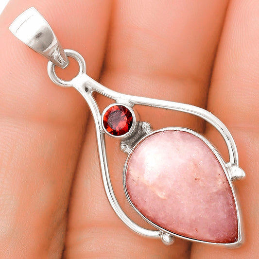 Natural Pink Scolecite & Garnet Pendant P-1575 SDP119636