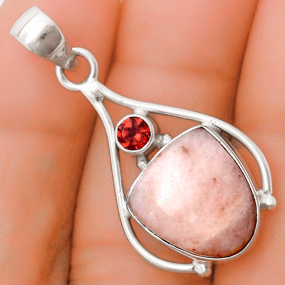 Natural Pink Scolecite & Garnet Pendant P-1575 SDP119638