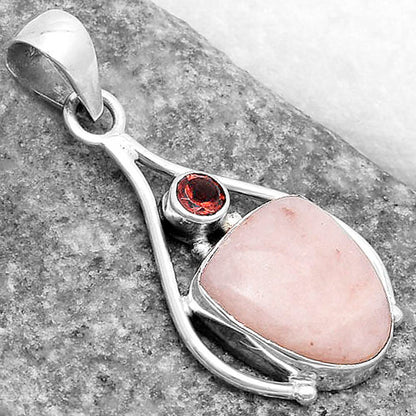 Natural Pink Scolecite & Garnet Pendant P-1575 SDP119638