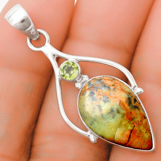 Natural Chrome Chalcedony & Peridot Pendant P-1575 SDP119644