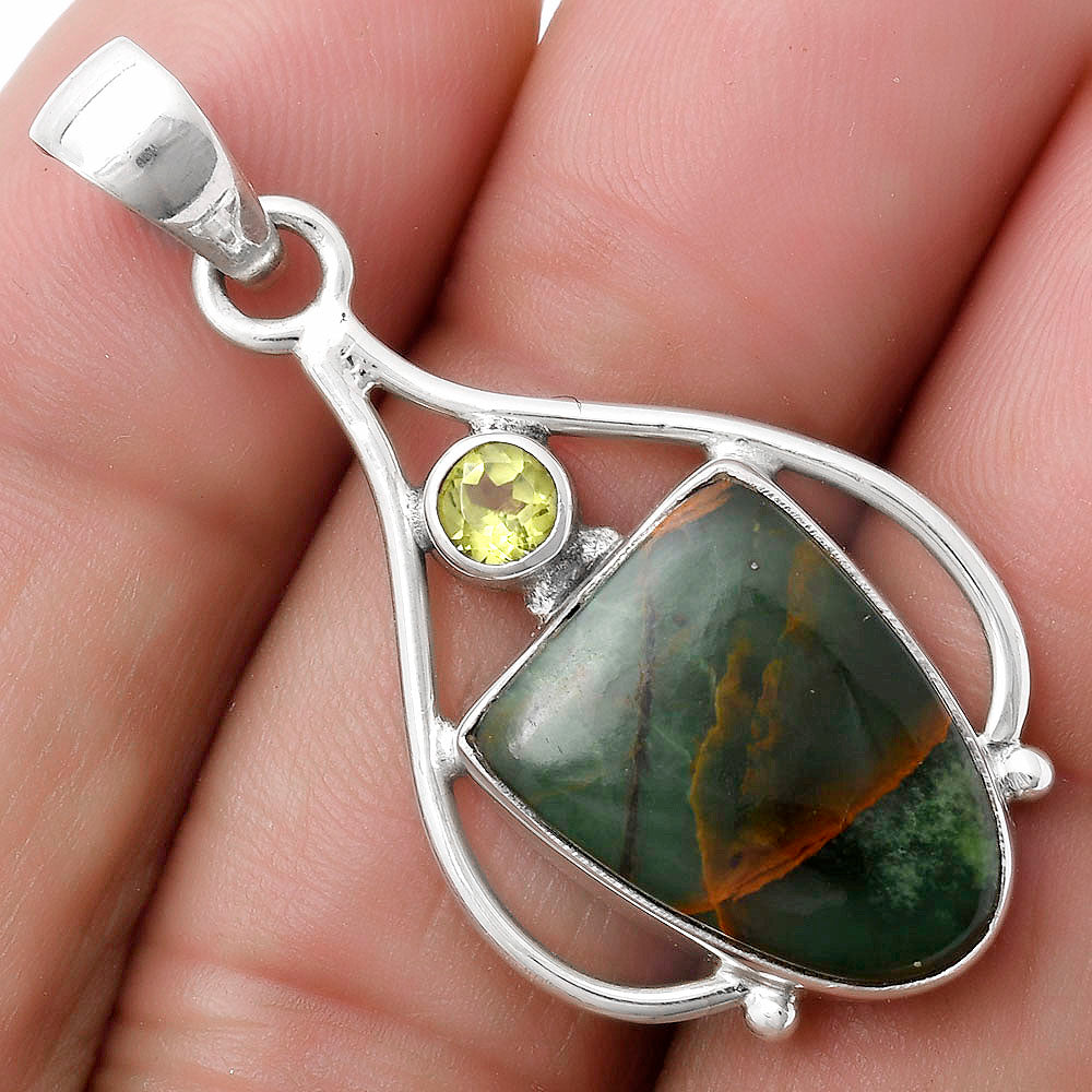 Turkish Rainforest Chrysocolla & Peridot Pendant P-1575 SDP119647