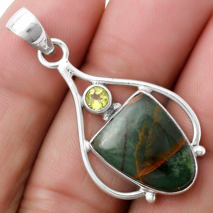 Turkish Rainforest Chrysocolla & Peridot Pendant P-1575 SDP119647