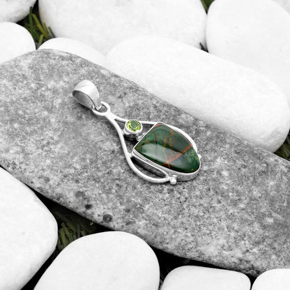 Turkish Rainforest Chrysocolla & Peridot Pendant P-1575 SDP119647