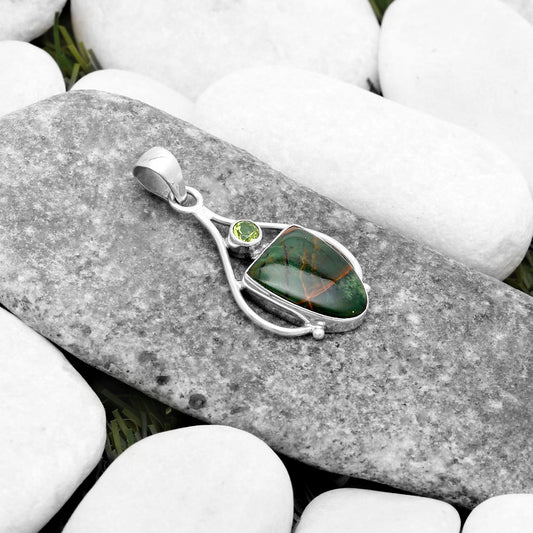 Turkish Rainforest Chrysocolla & Peridot Pendant P-1575 SDP119647