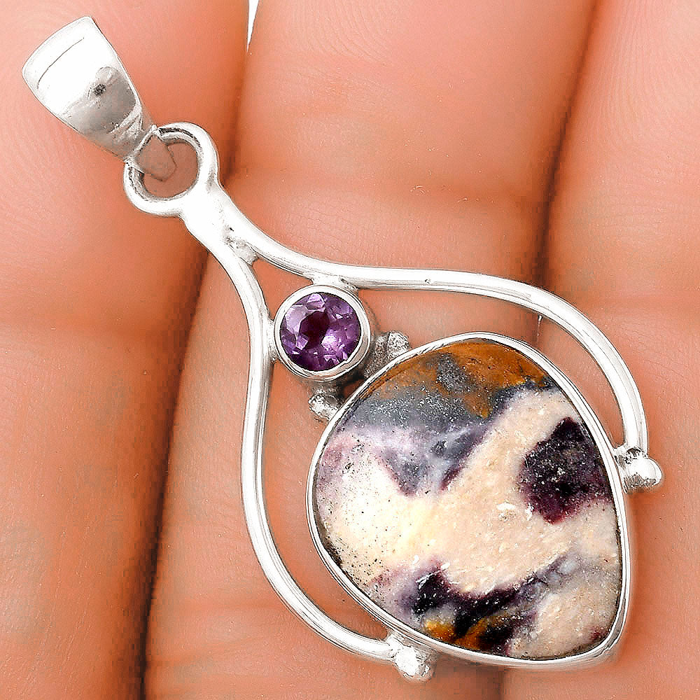 Indian Blanket Jasper & Amethyst Pendant P-1575 SDP119650