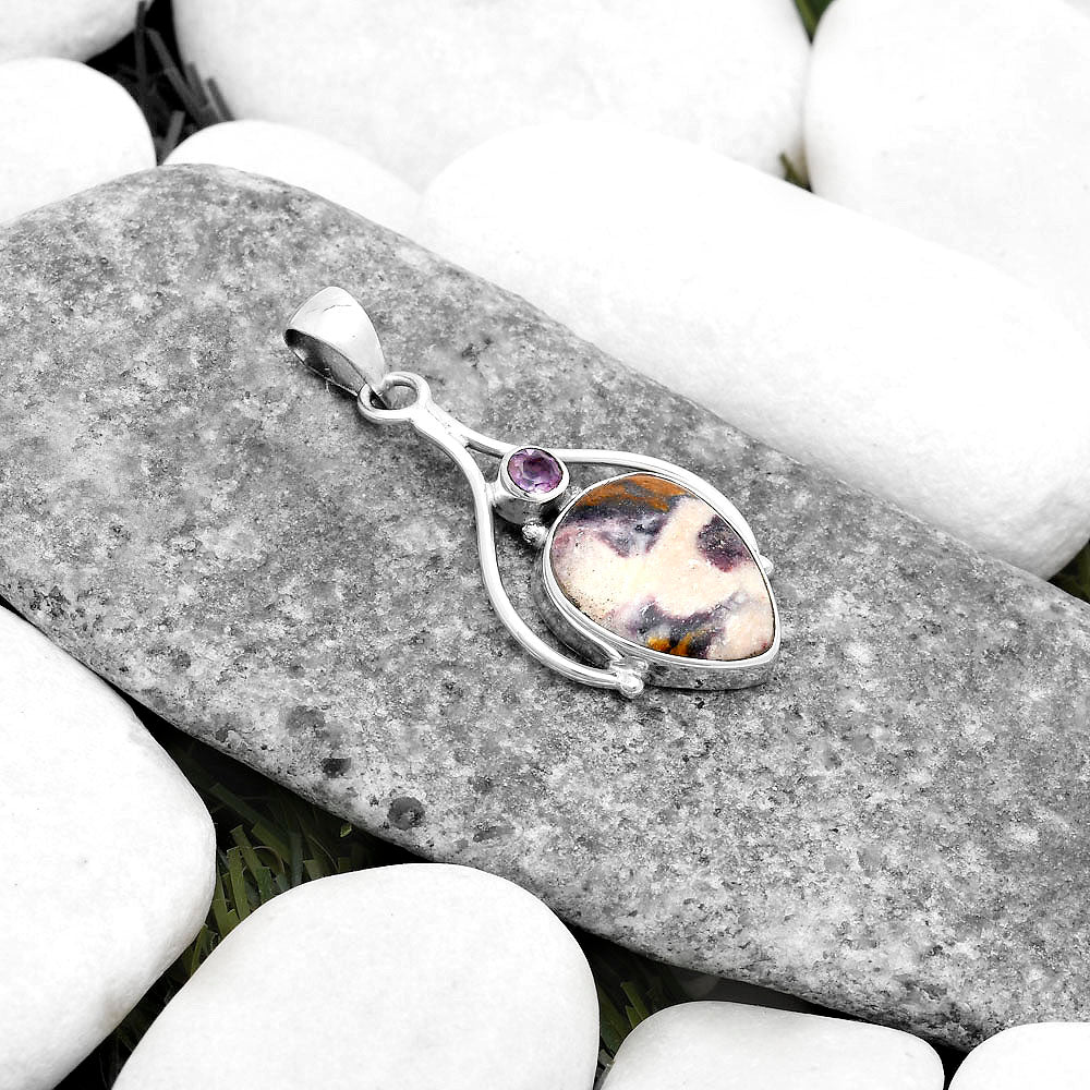 Indian Blanket Jasper & Amethyst Pendant P-1575 SDP119650
