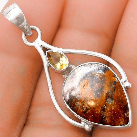Natural Indian Blanket Jasper & Citrine Pendant P-1575 SDP119654