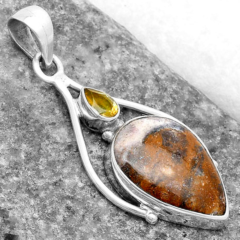 Natural Indian Blanket Jasper & Citrine Pendant P-1575 SDP119654