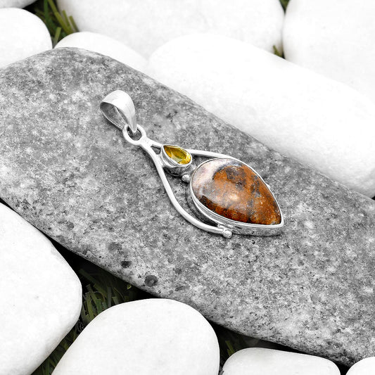 Natural Indian Blanket Jasper & Citrine Pendant P-1575 SDP119654