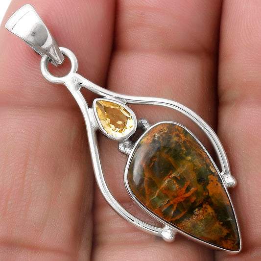 Turkish Rainforest Chrysocolla & Citrine Pendant P-1575 SDP119661