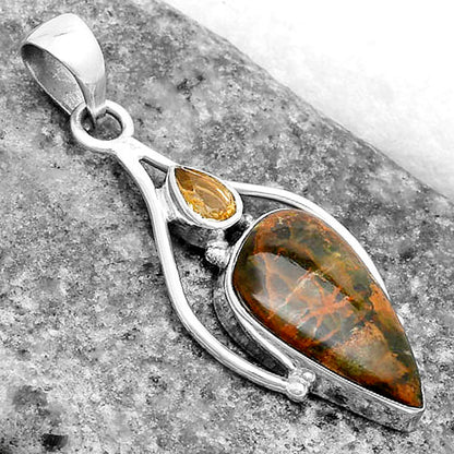 Turkish Rainforest Chrysocolla & Citrine Pendant P-1575 SDP119661