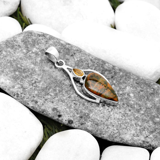 Turkish Rainforest Chrysocolla & Citrine Pendant P-1575 SDP119661