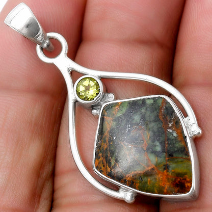Turkish Rainforest Chrysocolla & Peridot Pendant P-1575 SDP119666