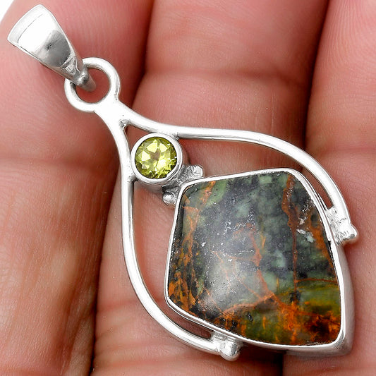Turkish Rainforest Chrysocolla & Peridot Pendant P-1575 SDP119666