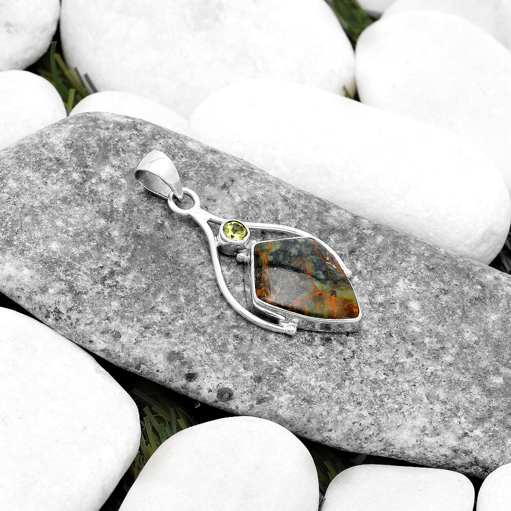 Turkish Rainforest Chrysocolla & Peridot Pendant P-1575 SDP119666