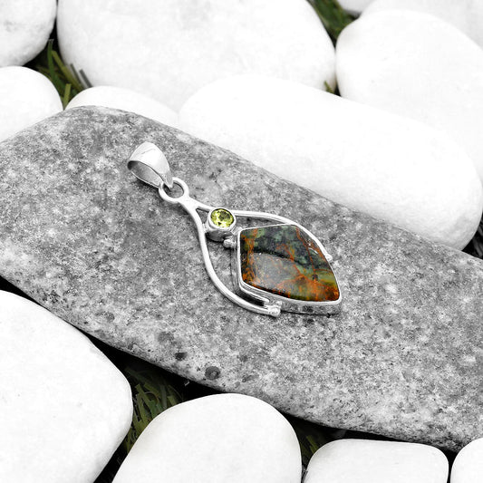 Turkish Rainforest Chrysocolla & Peridot Pendant P-1575 SDP119666