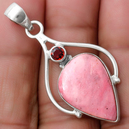 Natural Pink Tulip Quartz & Garnet Pendant P-1575 SDP119667