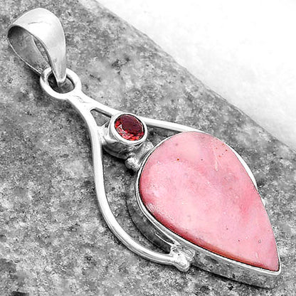 Natural Pink Tulip Quartz & Garnet Pendant P-1575 SDP119667