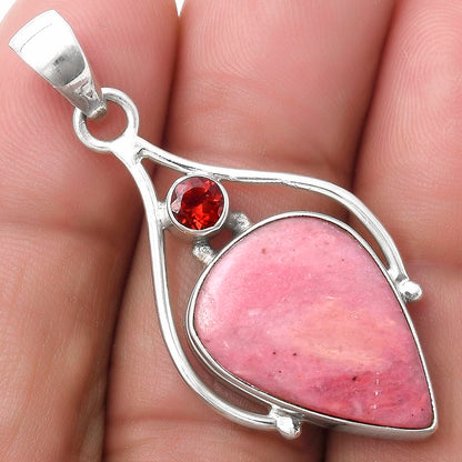 Natural Pink Tulip Quartz & Garnet Pendant P-1575 SDP119671