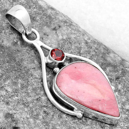 Natural Pink Tulip Quartz & Garnet Pendant P-1575 SDP119671