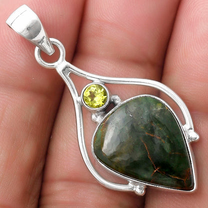 Turkish Rainforest Chrysocolla & Peridot Pendant P-1575 SDP119672