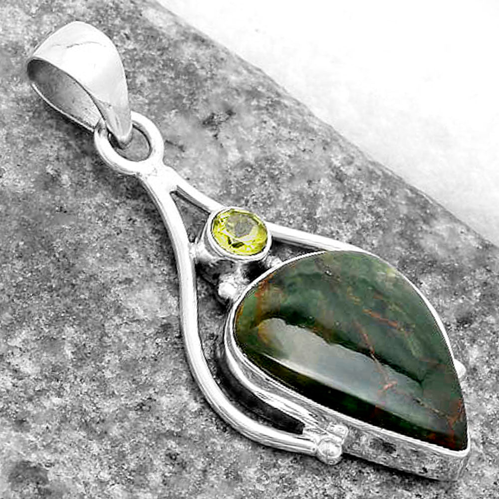 Turkish Rainforest Chrysocolla & Peridot Pendant P-1575 SDP119672