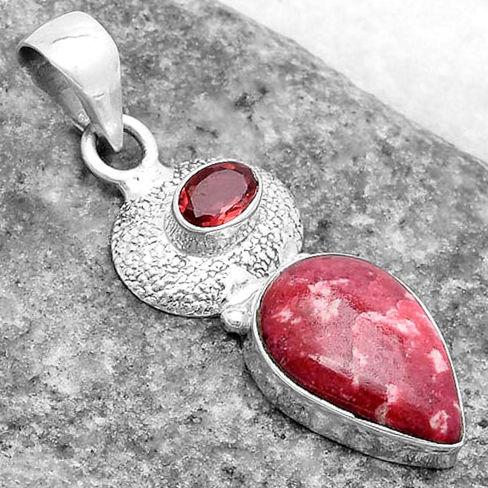 Natural Pink Thulite Norway & Garnet Pendant P-1676 SDP119683