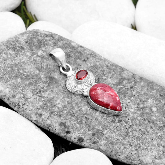 Natural Pink Thulite Norway & Garnet Pendant P-1676 SDP119683