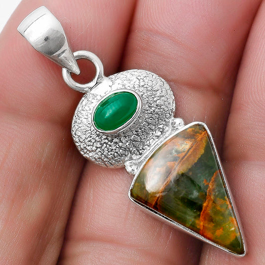 Turkish Rainforest Chrysocolla & Green Onyx Pendant P-1676 SDP119694
