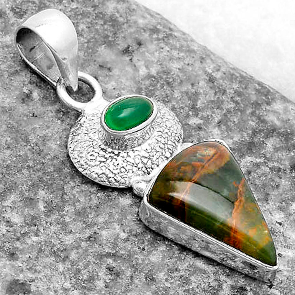 Turkish Rainforest Chrysocolla & Green Onyx Pendant P-1676 SDP119694