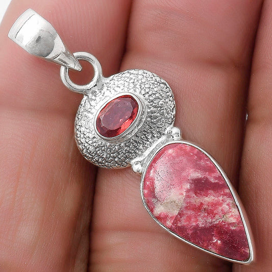 Natural Pink Thulite Norway & Garnet Pendant P-1676 SDP119698