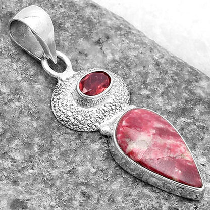 Natural Pink Thulite Norway & Garnet Pendant P-1676 SDP119698