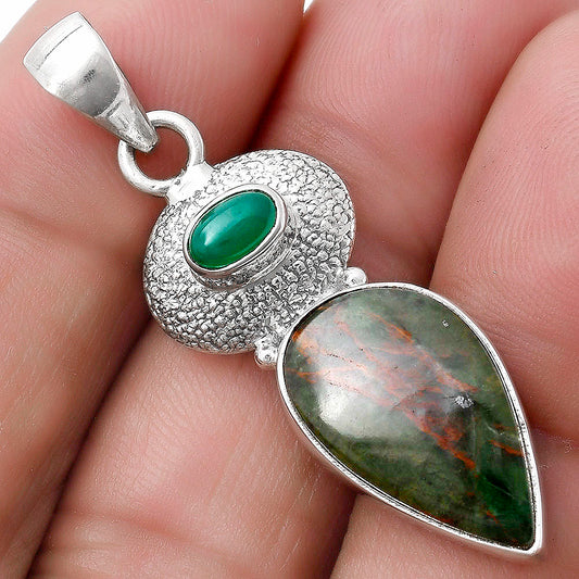 Turkish Rainforest Chrysocolla & Green Onyx Pendant P-1676 SDP119713