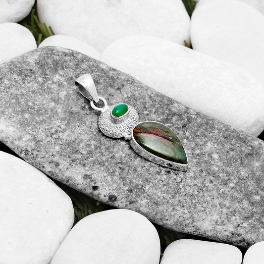 Turkish Rainforest Chrysocolla & Green Onyx Pendant P-1676 SDP119713