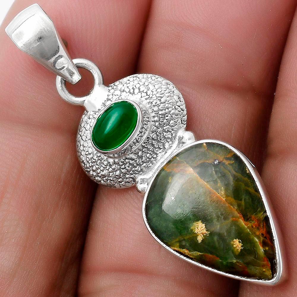 Turquoise Magnesite & Green Onyx Pendant P-1676 SDP119725