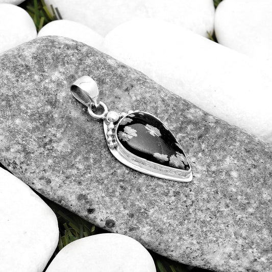 Natural Snow Flake Obsidian Pendant P-1350 SDP119785