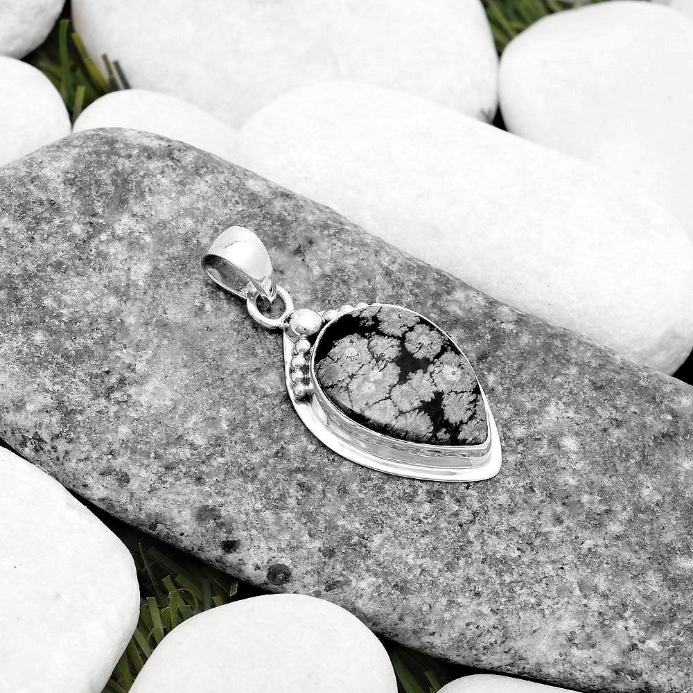 Natural Snow Flake Obsidian Pendant P-1350 SDP119813