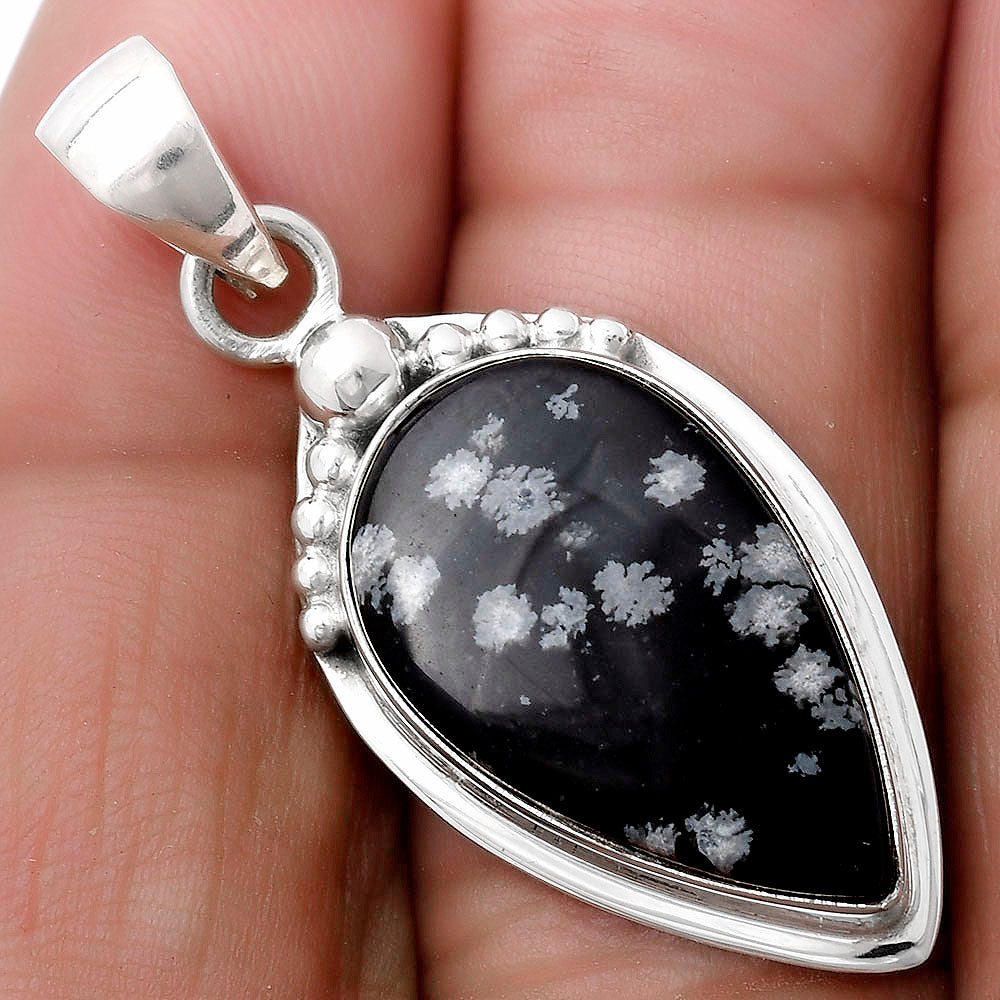 Natural Snow Flake Obsidian Pendant P-1350 SDP119816