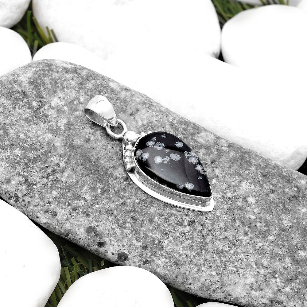 Natural Snow Flake Obsidian Pendant P-1350 SDP119816