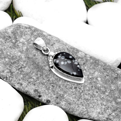 Natural Snow Flake Obsidian Pendant P-1350 SDP119816