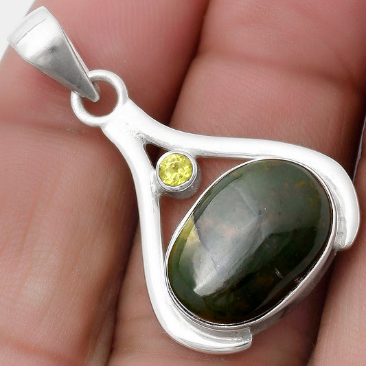 Natural Chrome Chalcedony & Peridot Pendant P-1057 SDP119819