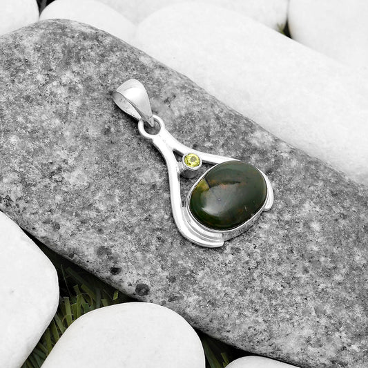 Natural Chrome Chalcedony & Peridot Pendant P-1057 SDP119819