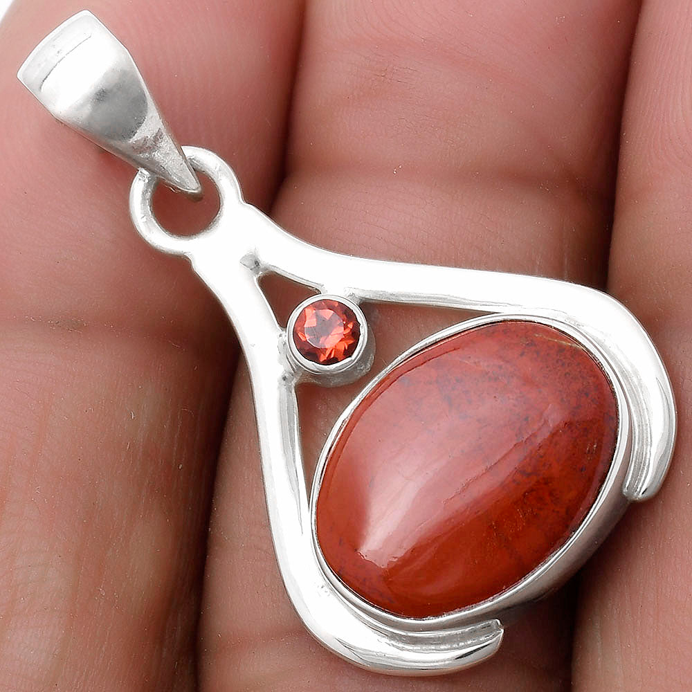 Natural Red Moss Agate & Garnet Pendant P-1057 SDP119820