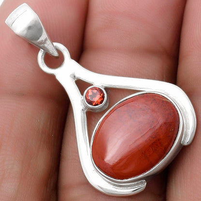 Natural Red Moss Agate & Garnet Pendant P-1057 SDP119820