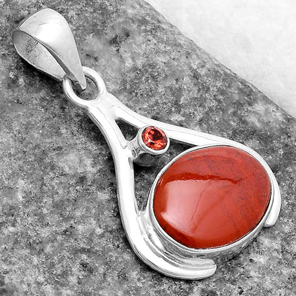 Natural Red Moss Agate & Garnet Pendant P-1057 SDP119820